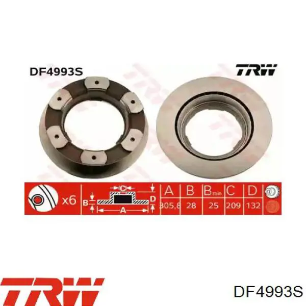 Задний дисковый тормоз TRW DF4993S