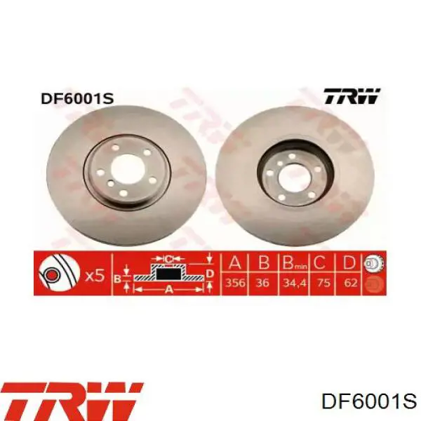 Тормоз дисковый передний TRW DF6001S цена, от 103.25 USD