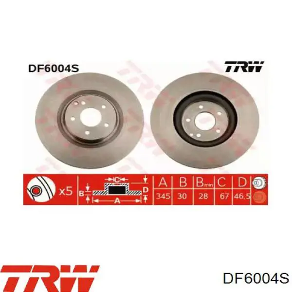 DF6004S TRW диск тормозной передний