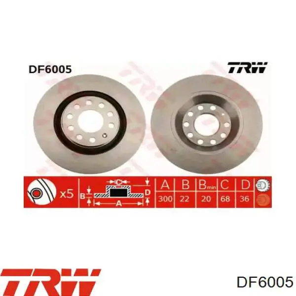 DF6005 TRW диск тормозной задний