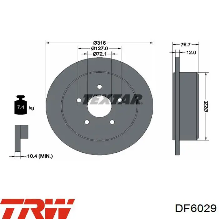 Задний дисковый тормоз TRW DF6029