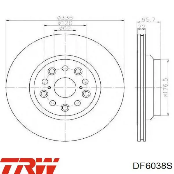 Задний дисковый тормоз TRW DF6038S