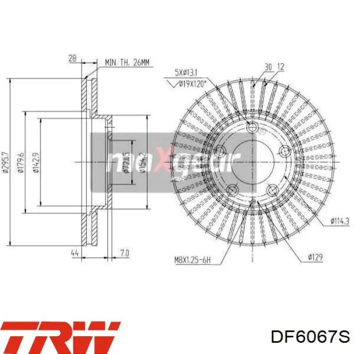 Тормоз дисковый передний TRW DF6067S цена, от 44.03 USD