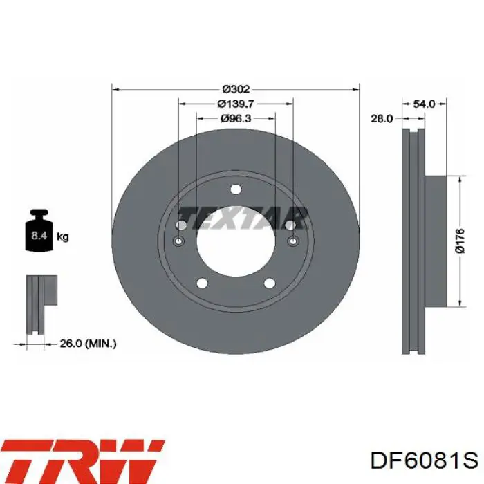 DF6081S TRW Диск тормозной передний