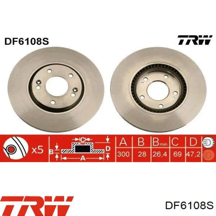 Передние тормозные диски DF6108S TRW