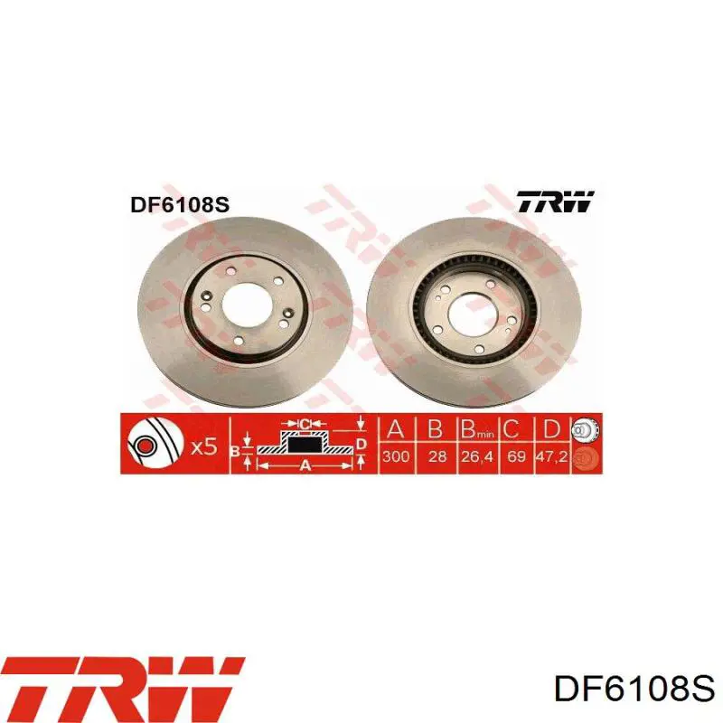 Передний тормозной диск TRW DF6108S