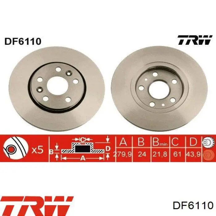 Передние тормозные диски DF6110 TRW