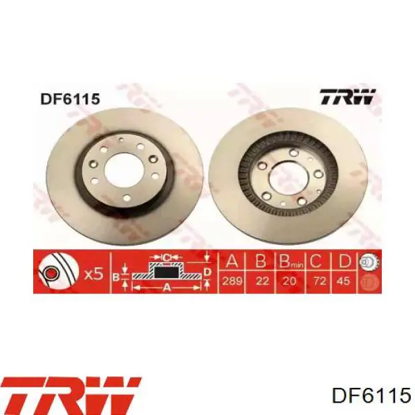 Передние тормозные диски DF6115 TRW
