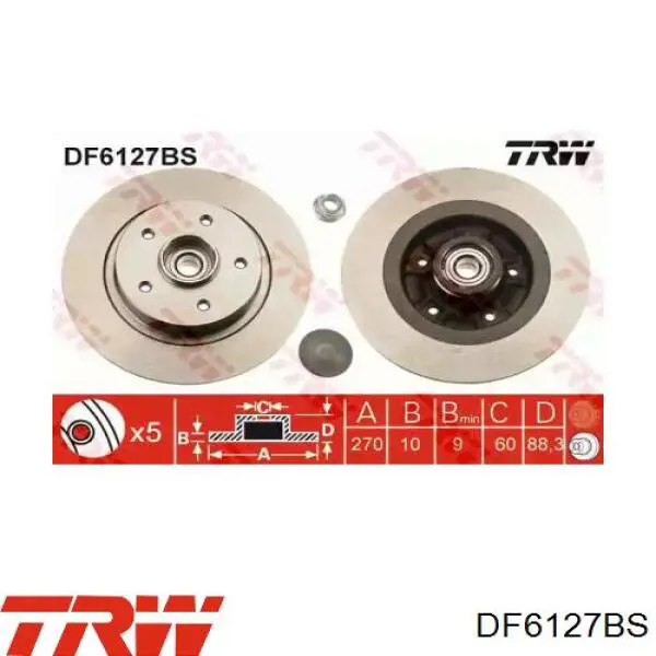 DF6127BS TRW диск тормозной задний