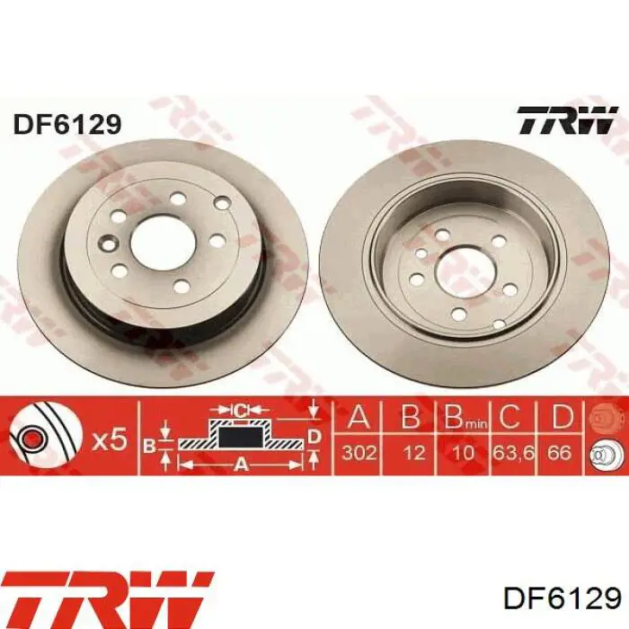 Задний тормозной диск TRW DF6129 цена, от 49.85 USD