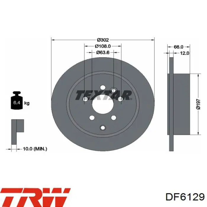 Задний тормозной диск TRW DF6129 цена, от 49.85 USD