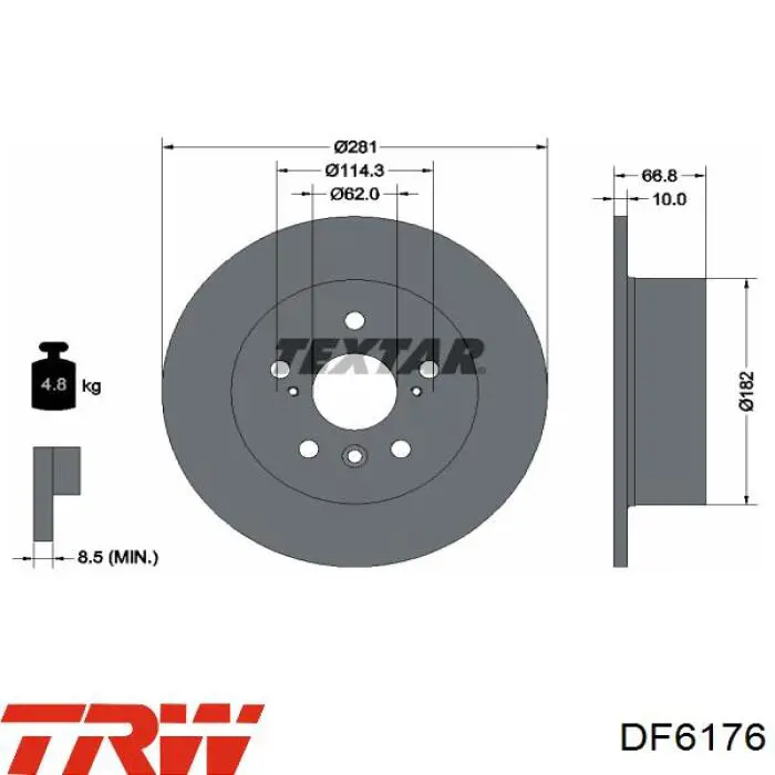 Задний дисковый тормоз TRW DF6176