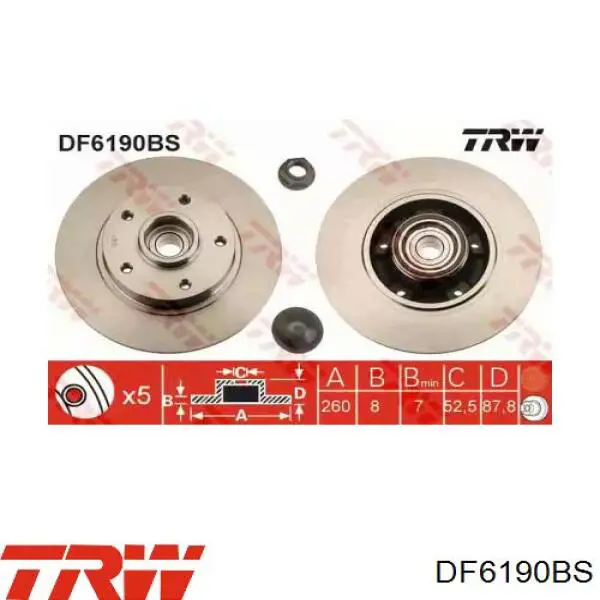 Задний дисковый тормоз TRW DF6190BS