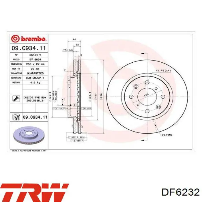 Купить DF6232 TRW Ротор тормозной
