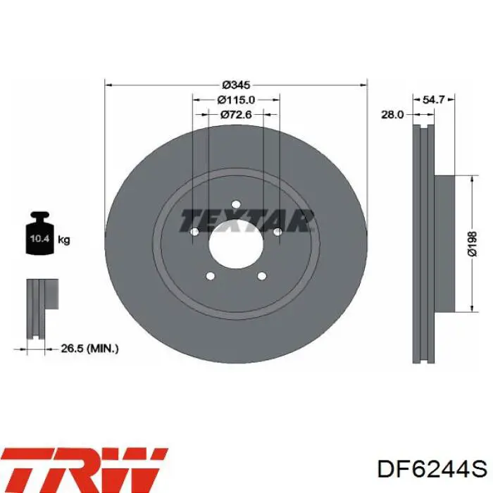 Купить DF6244S TRW Ротор тормозной
