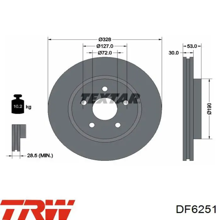 Передний тормозной диск TRW DF6251