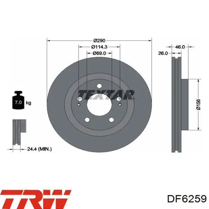 Купить DF6259 TRW Ротор тормозной