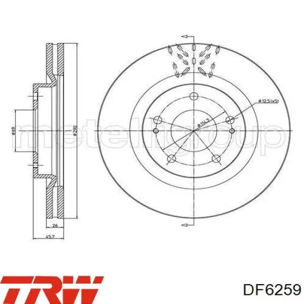 Передние тормозные диски DF6259 TRW