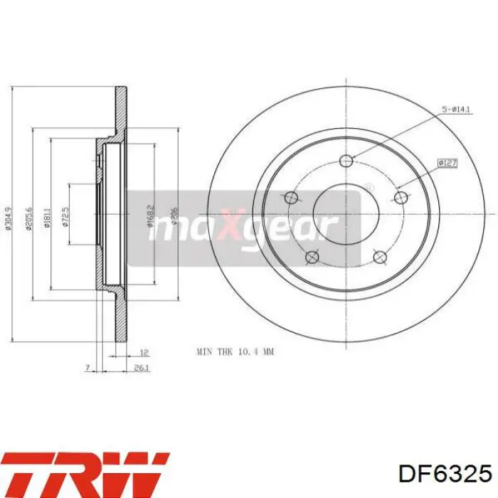Тормозные диски DF6325 TRW