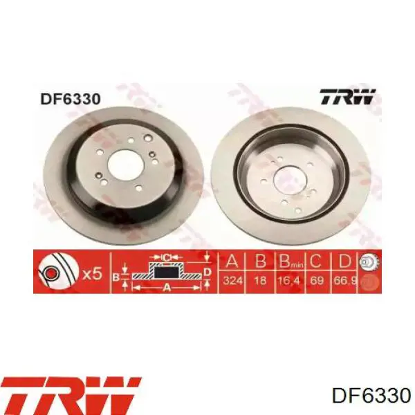 Задний тормозной диск TRW DF6330 цена, от 49.07 USD