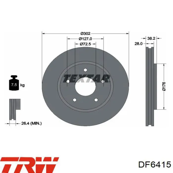 Купить DF6415 TRW Ротор тормозной