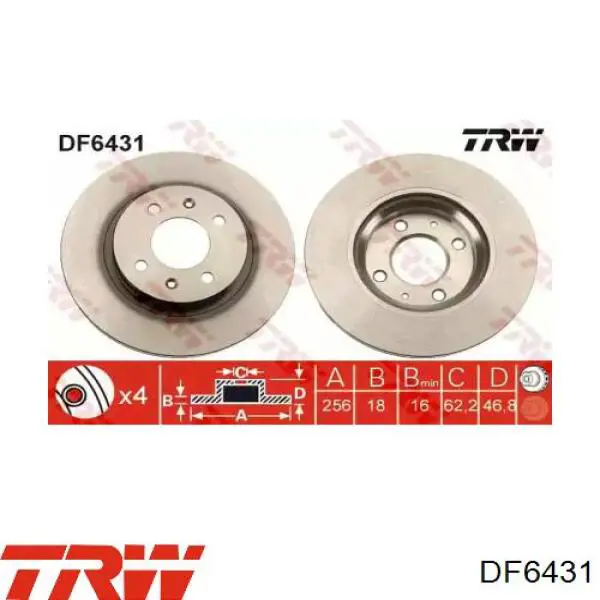 DF6431 TRW диск тормозной передний