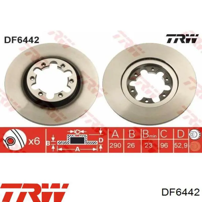 Передние тормозные диски DF6442 TRW