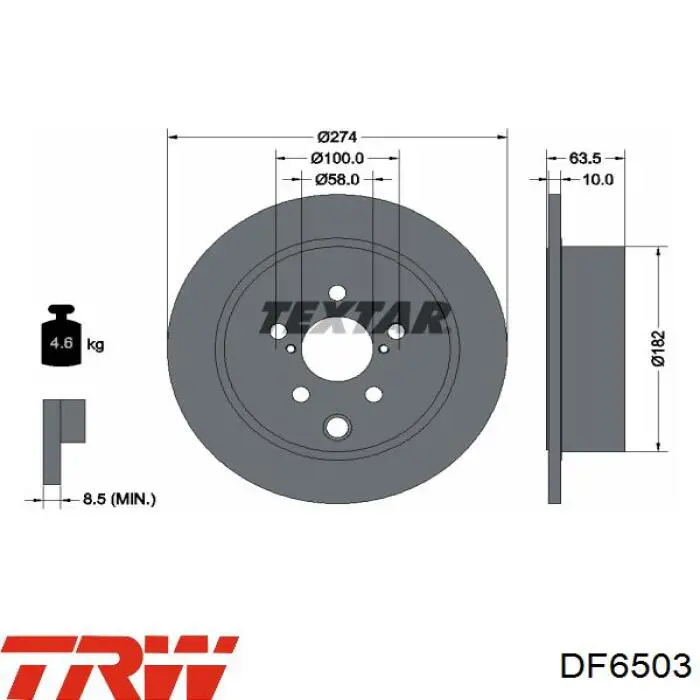 Задний дисковый тормоз TRW DF6503