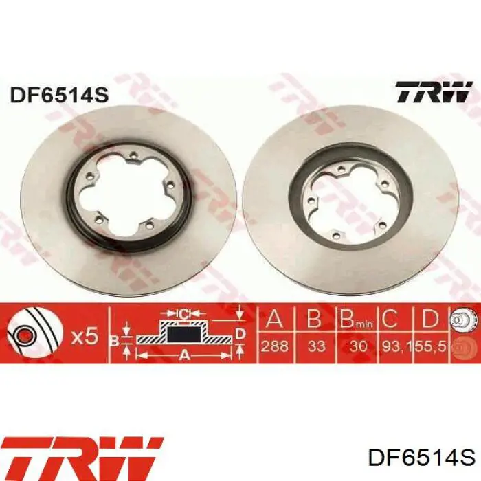 DF6514S TRW disco do freio dianteiro