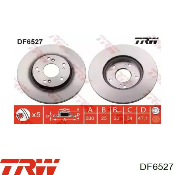 Передние тормозные диски DF6527 TRW