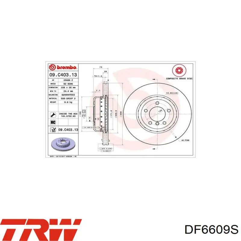 Купить 09C40313 Brembo Ротор тормозной
