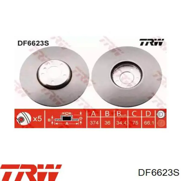 DF6623S TRW диск тормозной передний
