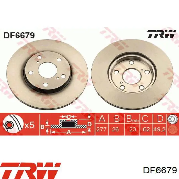 DF6679 TRW диск тормозной передний