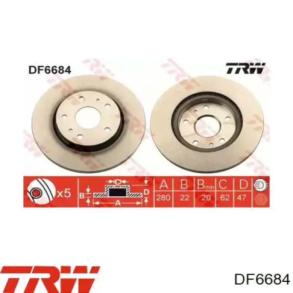 Передние тормозные диски DF6684 TRW