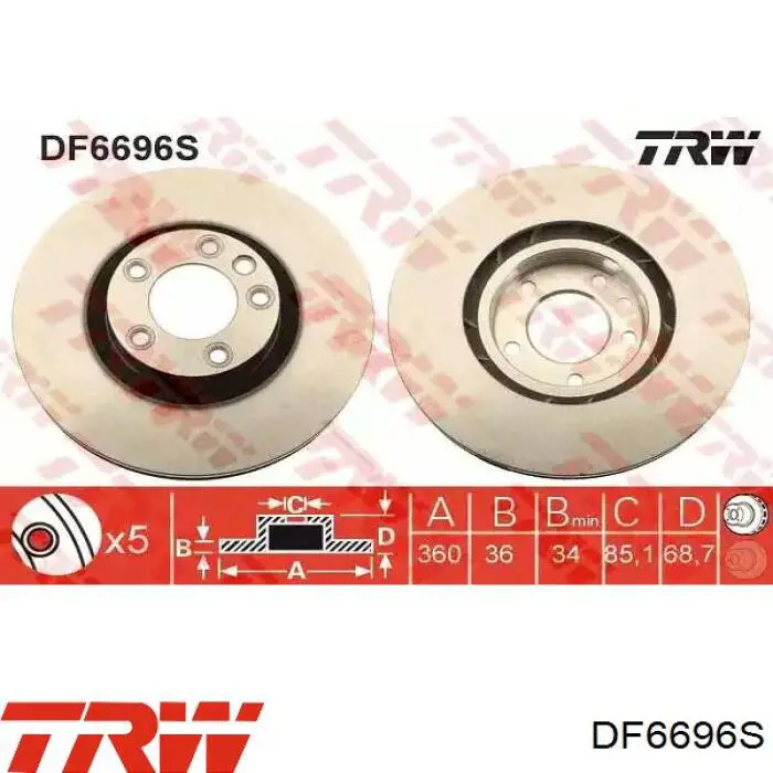 DF6696S TRW диск тормозной передний