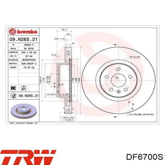 DF6700S TRW диск тормозной передний