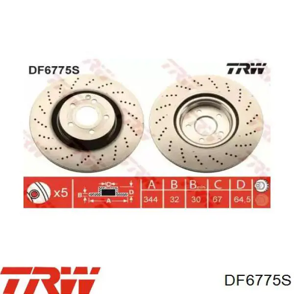 DF6775S TRW передние тормозные диски