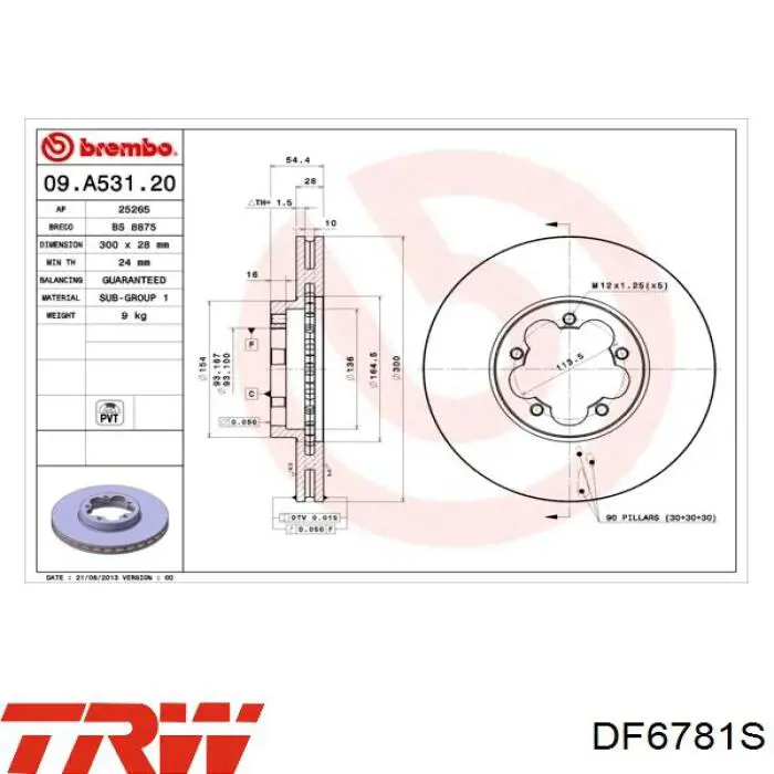 Тормоз дисковый передний Daco 601016 цена, от 64.49 USD