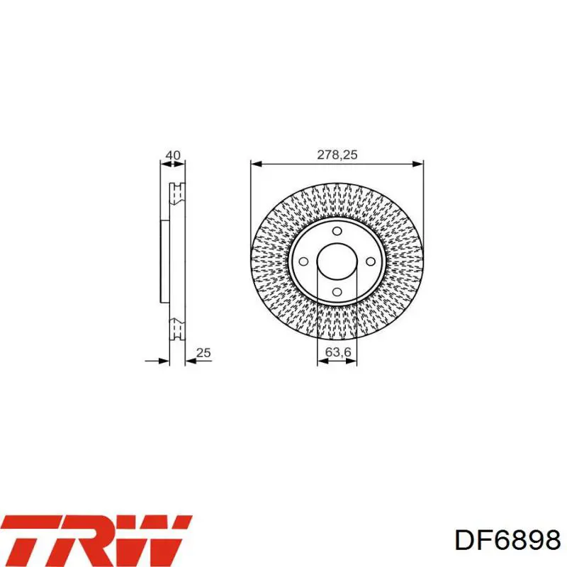 Тормоз дисковый передний TRW DF6898 цена, от 46.94 USD