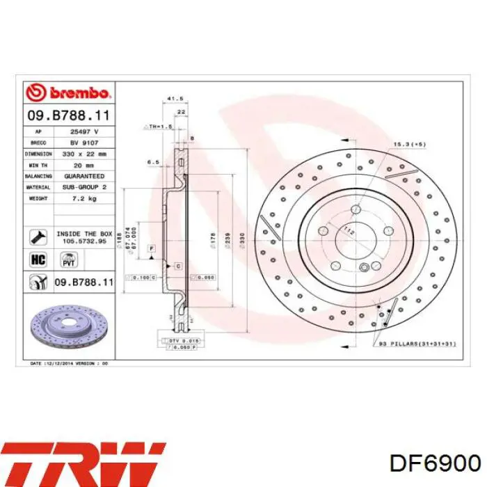 Задний тормозной диск TRW DF6900 цена, от 90.81 USD