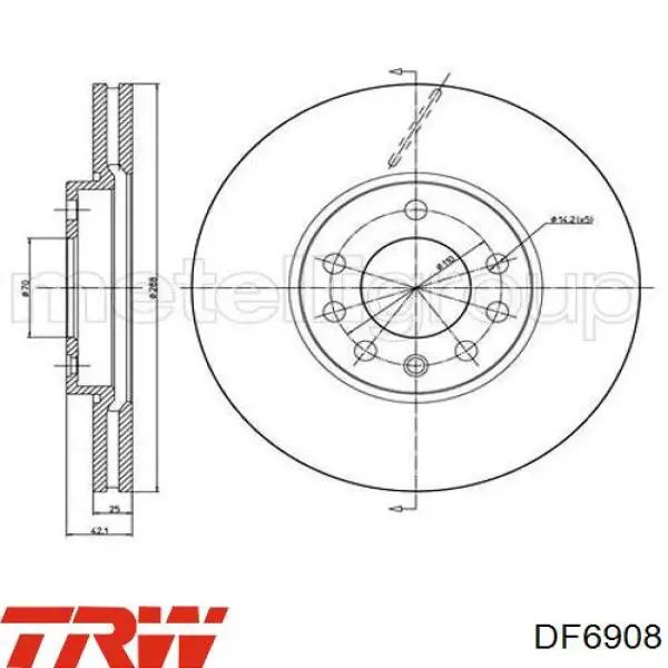 Тормоз дисковый передний TRW DF6908 цена, от 38.84 USD