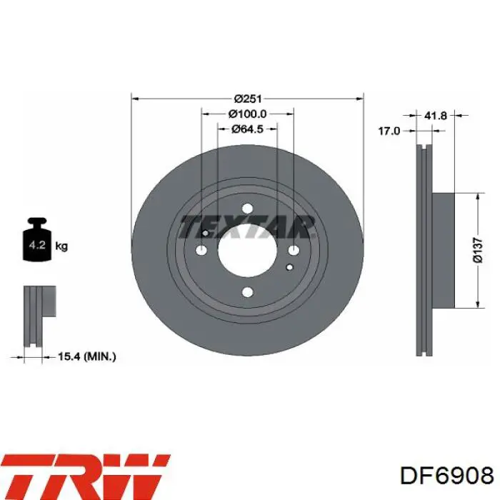 Купить DF6908 TRW Ротор тормозной