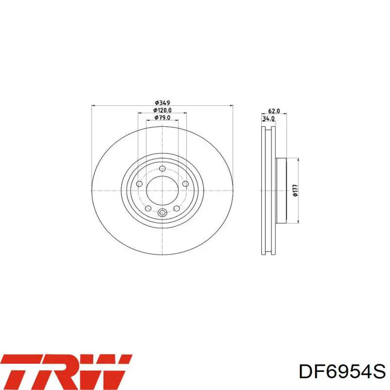 Тормоз дисковый передний TRW DF6954S цена, от 130.42 USD