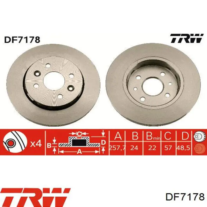 Передние тормозные диски DF7178 TRW