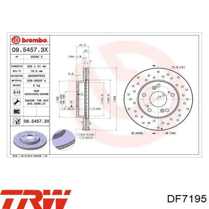 Купить DF7195 TRW Ротор тормозной