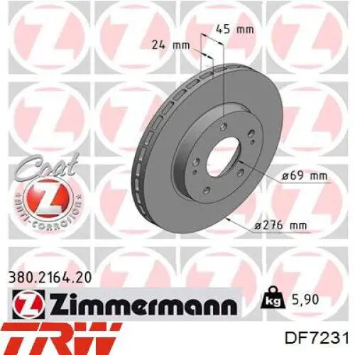 Передние тормозные диски DF7231 TRW