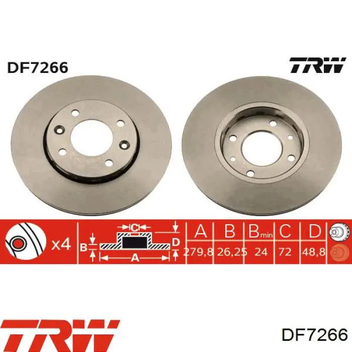 Передние тормозные диски DF7266 TRW