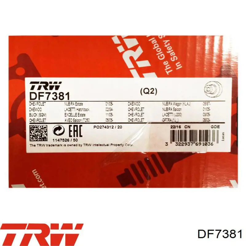 Купить DF7381 TRW Диск тормозной задний