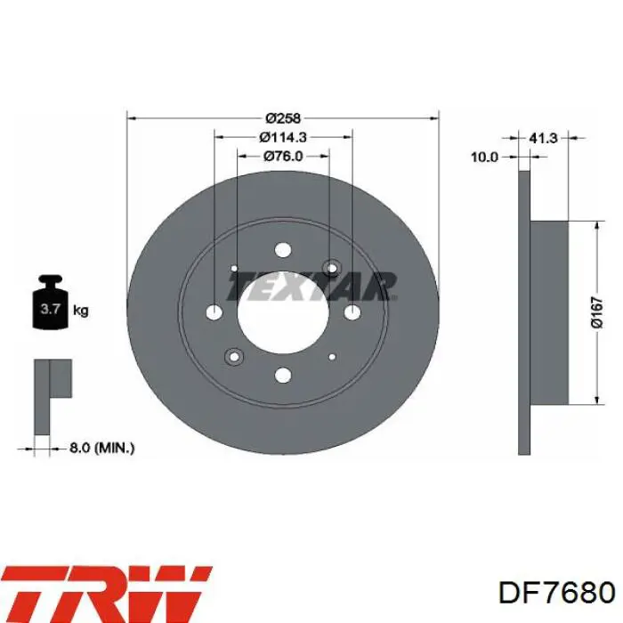 Задний тормозной диск TRW DF7680 цена, от 25.97 USD