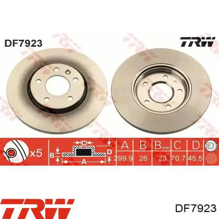 DF7923 TRW диск тормозной передний